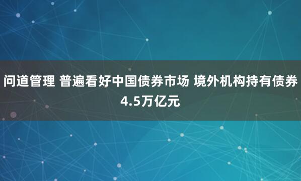 问道管理 普遍看好中国债券市场 境外机构持有债券4.5万亿元
