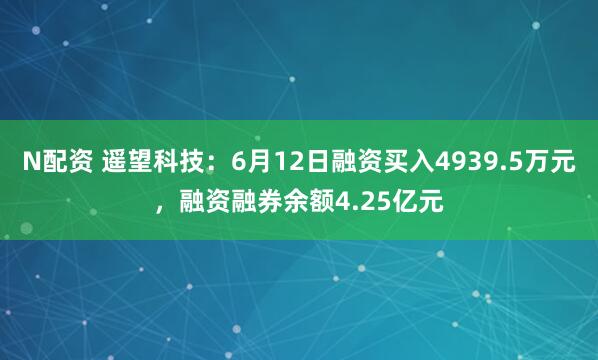 N配资 遥望科技：6月12日融资买入4939.5万元，融资融券余额4.25亿元